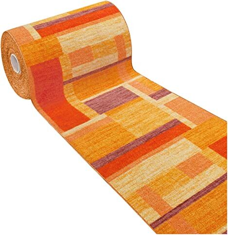 Emmevi Tappeto Cucina Bordato Patchwork Passatoia Ingresso Antiscivolo Mod.FAKIRO DIS_38 57X280 ARANCIONE