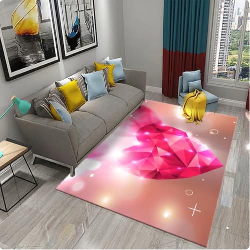 ZAMOUX Tappeto Rosa Con Cuore D'Amore Per Il Regalo Del Giorno Dell'Amore Cucina Bagno Tappeto Antiscivolo Soggiorno Tappetino Per Camera Da Letto Per Ragazze 80x150cm