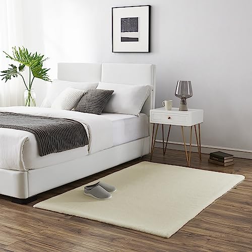 Teppich Wölkchen Tappeto Soffice Di Pelliccia Finta Di Coniglio   Decorazione Da Salotto   Tappeto Di Pelliccia Lavabile Come Tappetino Da Letto   Beige 120x170cm