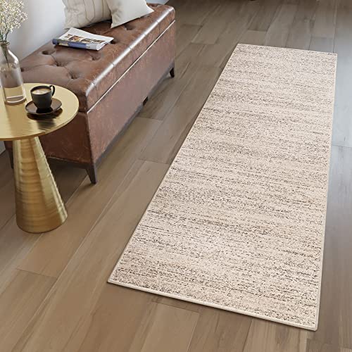 TAPISO Sari Tappeto Corridoio Pelo Corto Runner Passatoia Design Moderno Monocromatico Sfumature Tonalità Crema Soggiorno Sala Ingresso Ufficio OEKO-TEX 90 x 360 cm