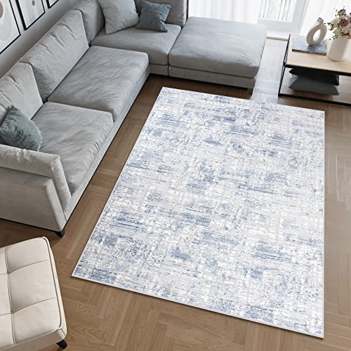 TAPISO Sky Tappeto Salotto Moderno Soggiorno Sala Camera da Letto Design Astratto Vintage Puntinato Look Usato Sfumato Tonalità Blu Grigio Cream Pelo Corto 160 x 220 cm