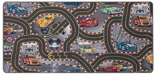 Primaflor - Ideen in Textil Primaflor Ideen in Textil Tappeto Bambini Disney Cars 140cm x 200cm, Tappeto per Bambini con Strade, Tappeto per Cameretta per Ragazzi e Ragazze, Tappeto da Gioco Pista, Lavabile e Resistente