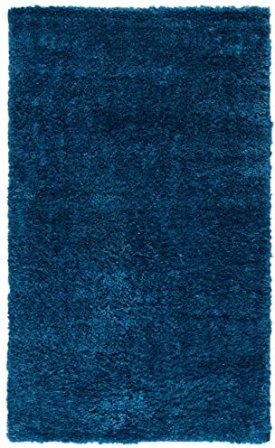 Safavieh Shaggy Tappeto Tappetino da Interno, Intrecciato, Collezione Shag Agosto, AUG900, in Blu Scuro, 61 X 91 cm