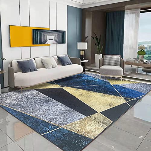 Rug-QJDDUP Moderno Tappeto Rettangolare da Interno Blu stellato brillante geometrico Tappeto da Cucina Grande Antiscivolo