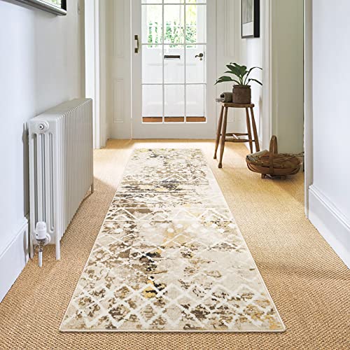 Carvapet Tappeti Runner Passatoia 60x240cm Antiscivolo Corridore Tappeto Lungo Tappeti di Zona Lavabile Morbido Microfibra Geometrico Tribale Tappeto(Giallo)