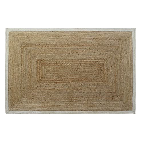 DKD Home Decor Tappeto  Bianco Jute Cotone Marrone chiaro (120 x 180 x 1 cm)