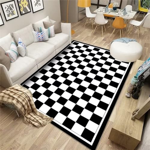 Kunsen tappeti per neonati tappeto camera ragazzo Tappeto bianco e nero quadrato design geometrico rettangolare personalizzabile tappeto cameretta bambina 60x120cm