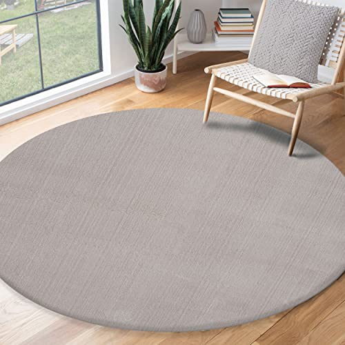 the carpet Relax Tappeto moderno a pelo corto, soggiorno, fondo antiscivolo, lavabile fino a 30 gradi, morbidissimo, aspetto pelliccia, Sabbia, 160 cm Rotondo