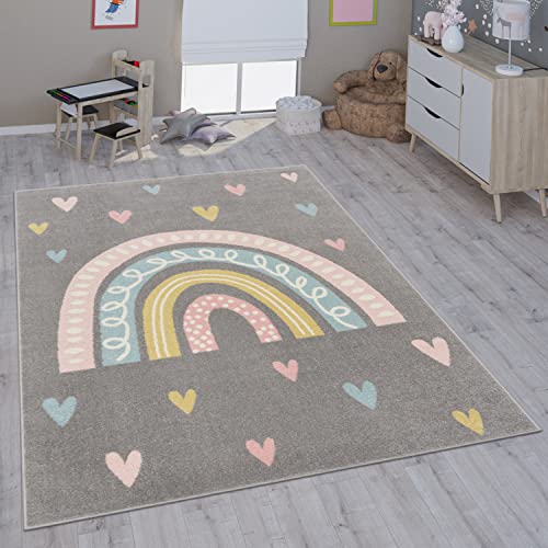 Paco Home Tappeto per Bambini cameretta Bambine Bambini Diversi Motivi e Dimensioni, Dimensione:80x150 cm, Colore:Grigio 3