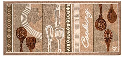 Olivo Tappeti OLIVO.shop   NEW SMILE FASHION Tappeto cucina design shabby, stampa digitale, tappeto cucina antiscivolo lavabile vari disegni e misure (BEIGE, 40X70 cm)