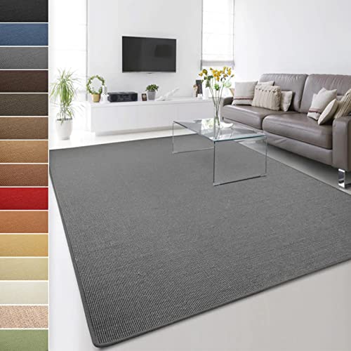 Floordirekt Tappeto in 100% puro sisal, in diversi colori e svariate misure, Grau, 200 x 300 cm
