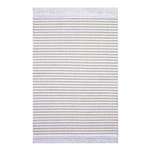 Olivo Tappeti OLIVO.shop   RIGO Tappeto cotone lavabile in lavatrice con frange, Tappeto cucina cotone, Tappetino ingresso a righe, varie misure e colori (50x100 cm, BEIGE)