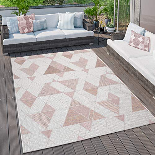 Paco Home Grandi tappeti per esterni, per cucina, balcone e terrazza, vari motivi e colori, Dimensione:120x160 cm, Colore:Rosa