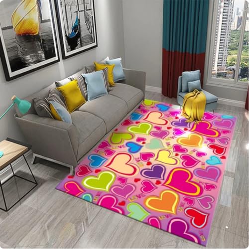 ZAMOUX Tappeto Rosa Con Cuore D'Amore Per Il Regalo Del Giorno Dell'Amore Cucina Bagno Tappeto Antiscivolo Soggiorno Tappetino Per Camera Da Letto Per Ragazze 160x230cm