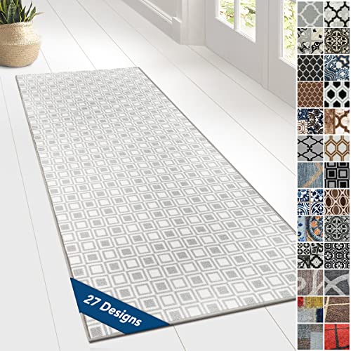 Floordirekt Tappeto passatoia con motivo, realizzato su misura, per cucina, corridoio e soggiorno, ornamento vintage a griglia orientale (80 x 1000 cm, Bray)