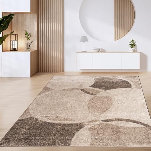 Paco Home Tappeto Salotto Pelo Corto Vintage Motivo Moderno Geometrico Marrone Beige, Dimensione:200x280 cm, Colore:Marrone 4