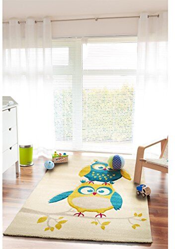 benuta Tappeto per bambini con motivo gufo, 120 x 170 cm, colore: Blu