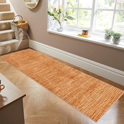 Siunwdiy Tappeto Passatoia Corridoio Antiscivolo Tappeto da Cucina Arancione Tappeto Runner Lungo Tappeto Cucina Lavabile Durevole Tappeti Runner per Camera da letto Sala da Pranzo,Arancia,40x200cm