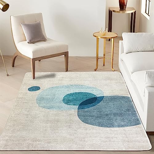 Tinyboy-hbq Tappeto da Salotto Tappeto Soggiorno Tappeto a Pelo Corto grigio Tappeto Moderno dal Design Geometrico Tappeti Decorativi per Camera da Letto Tappeto grande(120 * 160cm, Azzurro/beige)