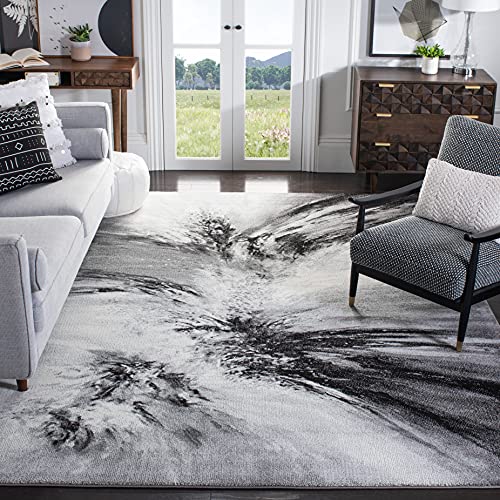 Safavieh Astratto Tappeto Rettangolare da Interno, Intrecciato, Collezione Ghiacciaio, GLA127, in Grigio / Multicolore, 201 X 274 cm per Salotto, Camera da letto o Qualsiasi Spazio Interno