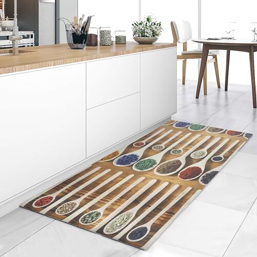 HomeLife il Tappeto Cucina Antiscivolo Lavabile in PVC, 100% Made in Italy: Scegli il Tappeto Passatoia Cucina Lavabile in Vinile e Proteggi i tuoi Pavimenti da Olio e Macchie Mestoli 52X280