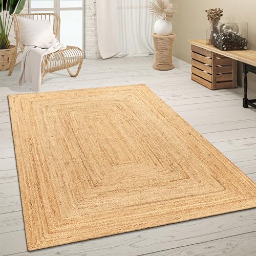 Paco Home Tappeto Salotto Fibra Naturale Fatto A Mano Iuta Mélange Motivo Moderno Stile Boho, Dimensione:300x400 cm, Colore:Natura 6