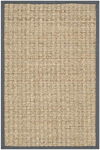 Safavieh Natural Fiber Collection NF114A Tappeto in tessuto naturale e beige, Fibre naturali., Naturale/Grigio Scuro, 2' 6" x 6'