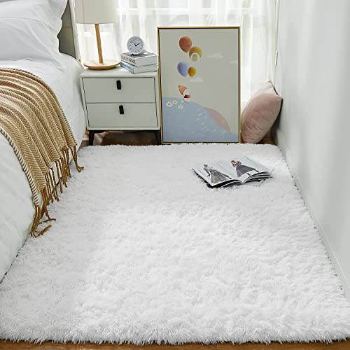 GISIONLARI Tappeti Salotto Shaggy Tappeto a Pelo Lungo Tappeto Peloso Soggiorno Salotto Moderno Cameretta Tappeti Pelosi Camera da Letto Morbido Tappetino Antiscivolo Morbido e Soffice (20 x 70 cm, Bianco)