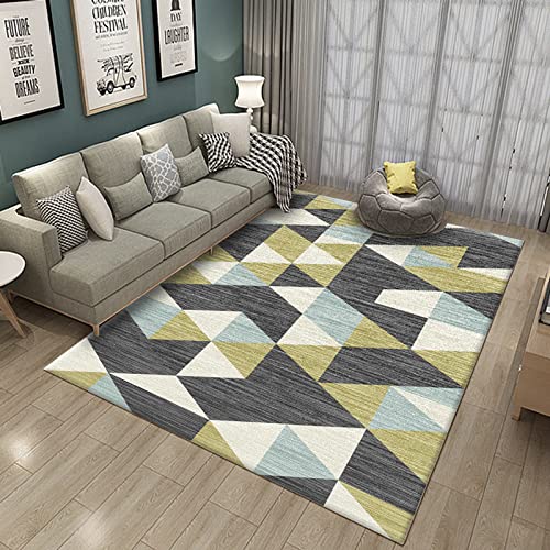 Rug-QJDDUP Moderno Antiscivolo Soggiorno Tappeto Comodo Tappeto Semplice triangolo di cucitura grigio e blu Adatto Camera da Letto Camera dei Soggiorno Decorazione