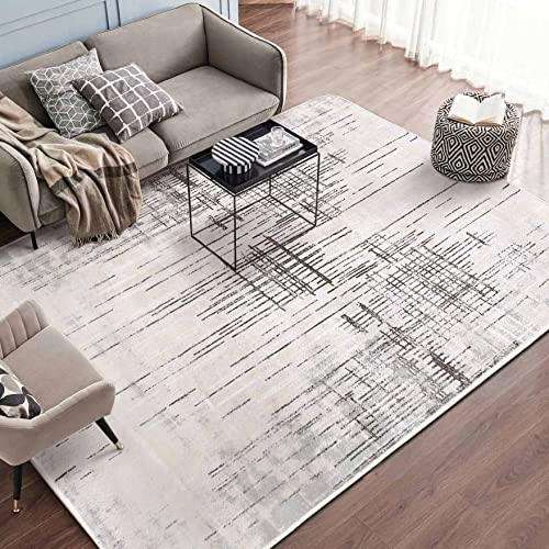 Tinyboy-hbq Tappeti dal design moderno per soggiorno, a pelo corto, per soggiorno, camera da letto, grigio (200x 250 cm, Grigio/Beige)