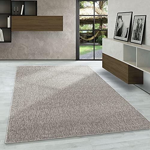 Carpetsale24 Tappeti a pelo corto, colore beige, unicolor-monocroma, 107409, tappeto rettangolare, Tappeto soggiorno, 160 x 230 cm