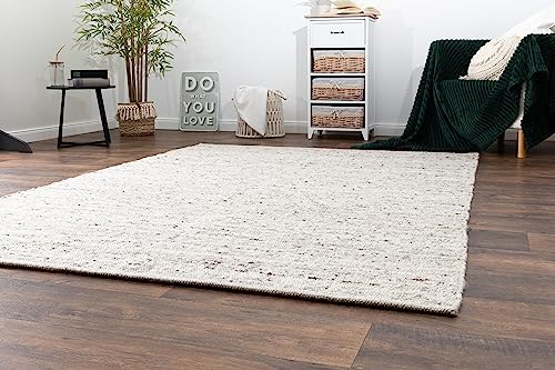 Steffensmeier Handweb Tappeto Corinth, tappeto di lana sano, migliore lana vergine, colore naturale, tessuto a mano, dimensioni: 240 x 290 cm