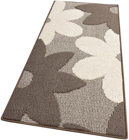 Emmevi Tappeto Cucina 3D Fiore Tridimensionale Morbido Bordato Moderno Passatoia Antiscivolo 57x180 Beige