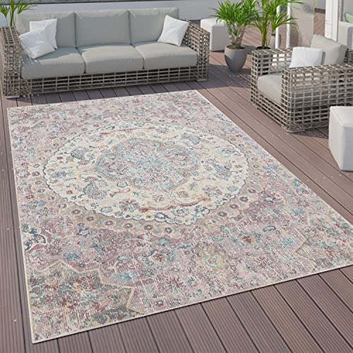 Paco Home Tappeto a pelo corto per interni ed esterni, con design orientale in diversi colori e misure, Dimensione:120x170 cm, Colore:Pink