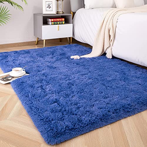 MARATIP Tappeto soffice per soggiorno di grandi dimensioni, soggiorno moderno, ragazza, morbido e soffice per la camera da letto (blu navy, 80 x 150 cm)