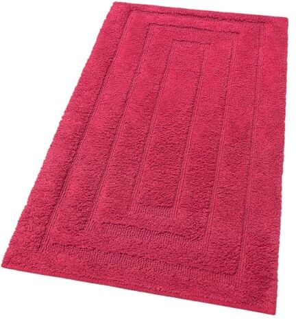 Emmevi Tappeto Bagno Puro Cotone Elegante Morbido Scendiletto Antiscivolo Lavabile 50x80 Cm Rosso