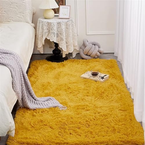 Heavyoff Area Tappeti Camera da letto Morbido Peluche Tappeto utilizzato per la Decorazione del Soggiorno di casa Giallo, 80x160cm