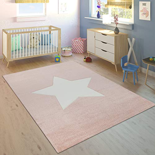 Paco Home Tappeto per la cameretta dei bambini, con diversi design, colori e misure, per bambino e bambina, Dimensione:80x150 cm, Colore:Pink 10