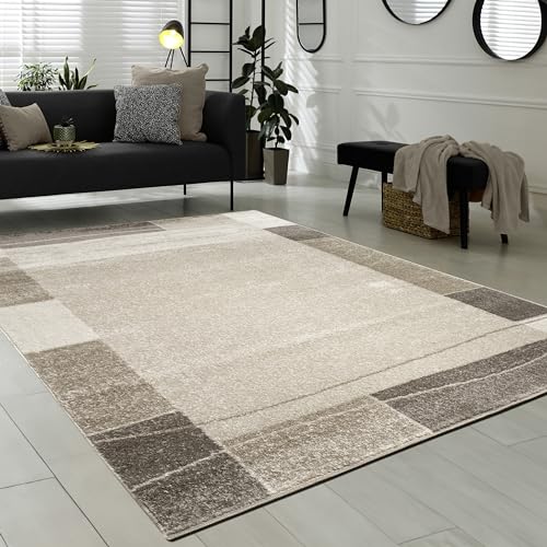 Paco Home Tappeto Salotto Pelo Corto Vintage Motivo Moderno Geometrico Marrone Beige, Dimensione:60x100 cm, Colore:Marrone 3