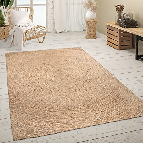 Paco Home Tappeto Salotto Fibra Naturale Fatto A Mano Iuta Mélange Motivo Moderno Stile Boho, Dimensione:160x230 cm, Colore:Natura