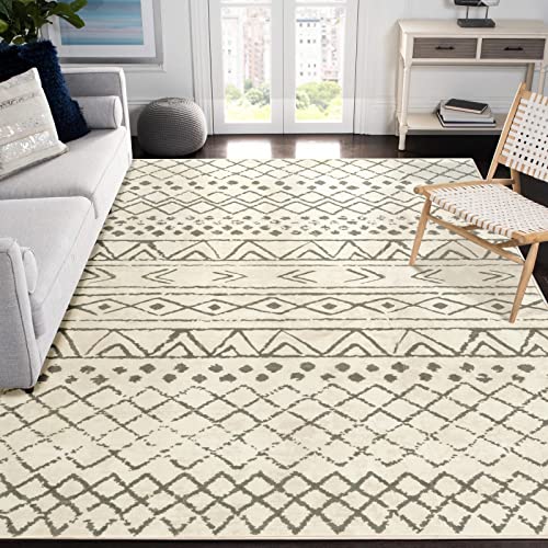 Carvapet Tappeti Runner Passatoia 150x210cm Antiscivolo Corridore Tappeto Lungo Tappeti di Zona Lavabile Morbido Microfibra Geometrico Tribale Tappeto(Beige)