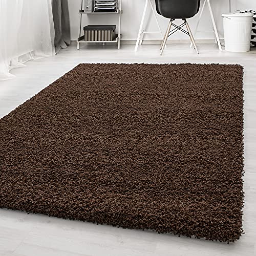 Carpetsale24 Tappeto pelo lungo, colore marrone, unicolor-monocroma, 11472, tappeto corridoio, Tappeto soggiorno, 60 x 110 cm