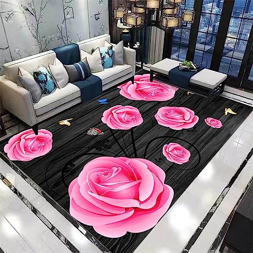 Generic Tappeti Fiore Rosa Rosa Astratto, Antiscivolo Cristallo Velluto Tappeti, Moquette Camera Porta Mats, 3D Area Di Stampa Tappeti, Tappeti Antiscivolo, Decorazione Domestica 60 X 230 Cm Pul -4O2R+YW