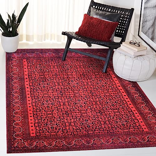 NETLINE HOME Tappeto lavabile in lavatrice per cucina, camera da letto, sala da pranzo e soggiorno, tappeto adatto agli animali domestici, design orientale, a pelo basso, antiscivolo (rosso nero, 120