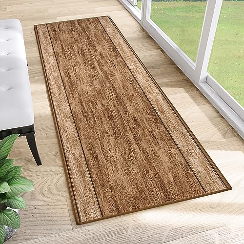 TAPISO Agadir Tappeto Passatoia Runner Antiscivolo Pelo Corto Al Metro Design Moderno Motivo Astratto Sfumato Marrone Crema Corridoio Cucina Ingresso Entrata Ufficio 67 x 140 cm