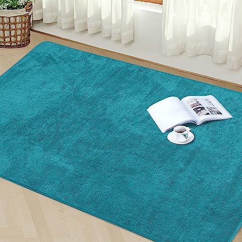 Granbest Premium Fluffy Tappeto simile a pelliccia di pecora per soggiorno, cucina, antiscivolo, lavabile, ultra morbido, spesso, per camera da letto (160 x 230 cm, nero-verde)