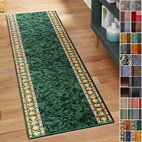 Floordirekt Tappeto a passatoia per cucina, corridoio e soggiorno, venduto al metro, 67 cm di larghezza al metro, per corridoio, soggiorno (67 x 250 cm, verde rughe)