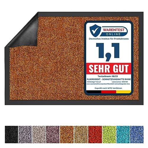 Floordirekt Rhine Zerbino lavabile e potente, con retro antiscivolo, disponibile in diverse misure e colori (marrone, 90 x 300 cm)