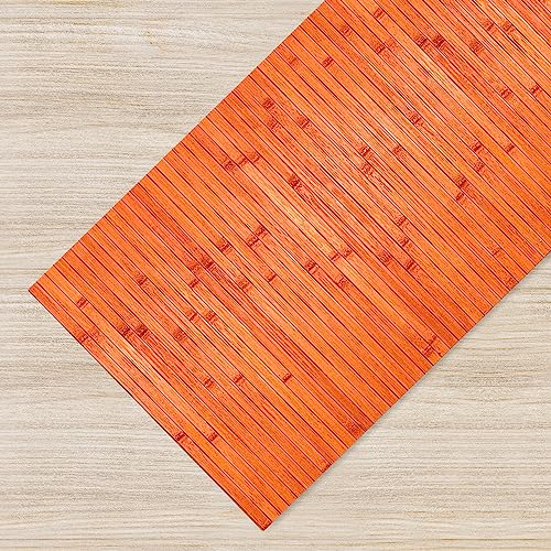 Il Gruppone Passione Casa Tappeto Passatoia In Vero Bamboo Tappeto Cucina Ingresso In Legno Antiscivolo Aderente Lavabile E Antimacchia Tagliabile Arancione 50x100 cm