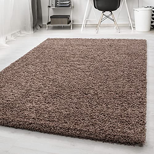Carpetsale24 Tappeto pelo lungo, colore mocca, unicolor-monocroma, 11504, tappeto rettangolare, Tappeto soggiorno, 160 x 230 cm